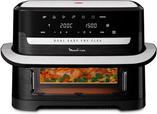 Moulinex Easy Fry Dual Flex - Friteuse à air 9L, Double Zone, 7 Programmes, Noir