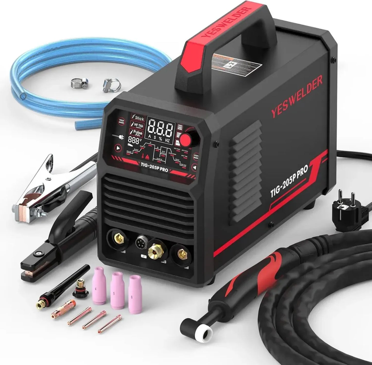 Poste à Souder TIG 200A avec Écran LED – 3 en 1, ARC, DC TIG, Pulse TIG, Amorçage HF, Anti-Collage