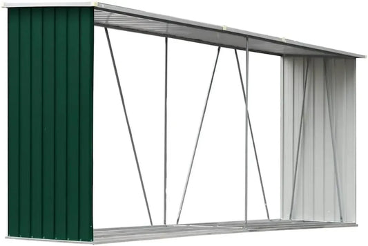 Abri de Bois en Acier Galvanisé pour Jardin, 330x84x152 cm, Vert